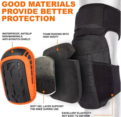 Professional gel knee pads with EVA foam - ergonomic work trousers pads, non-slip and adjustable