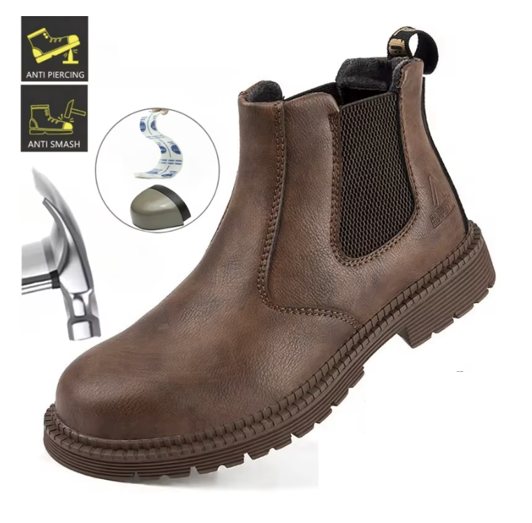 Wasserdichte Sicherheits-Arbeits Stiefel mit Stahlkappe – Robuste Leder-Arbeitsschuhe für Bau & Handwerk Braun