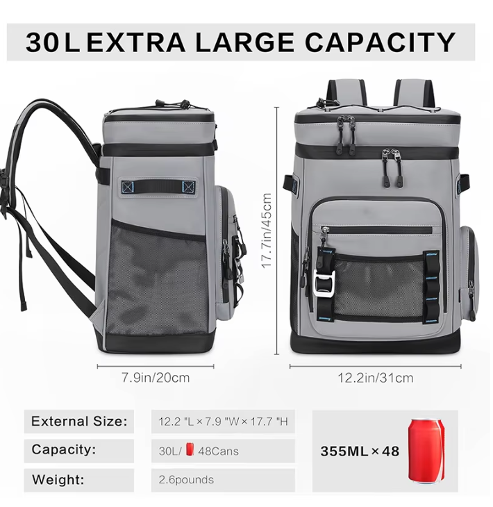 30L Cooler Backpack Waterproof & Insulated - Leakproof Backpack for Camping, Beach & Outdoors