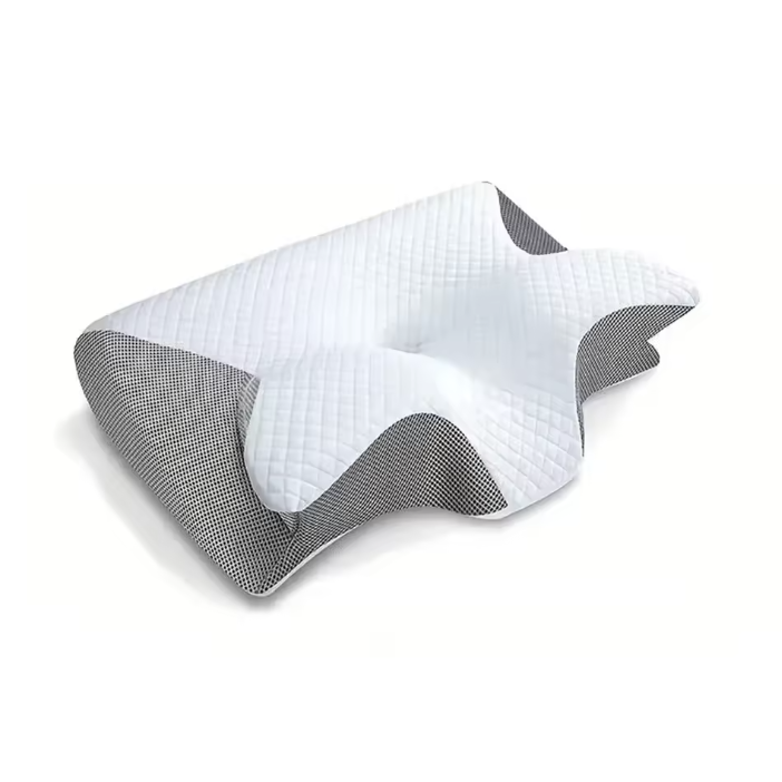 Ergonomic neck pillow - contoured sleeping pillow for back and side sleepers