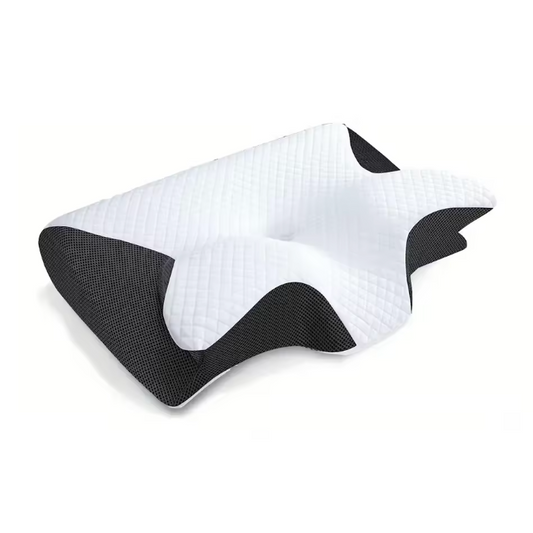 Ergonomic neck pillow - contoured sleeping pillow for back and side sleepers