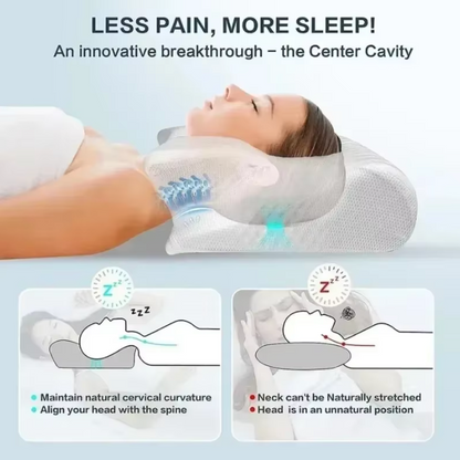Ergonomic neck pillow - contoured sleeping pillow for back and side sleepers