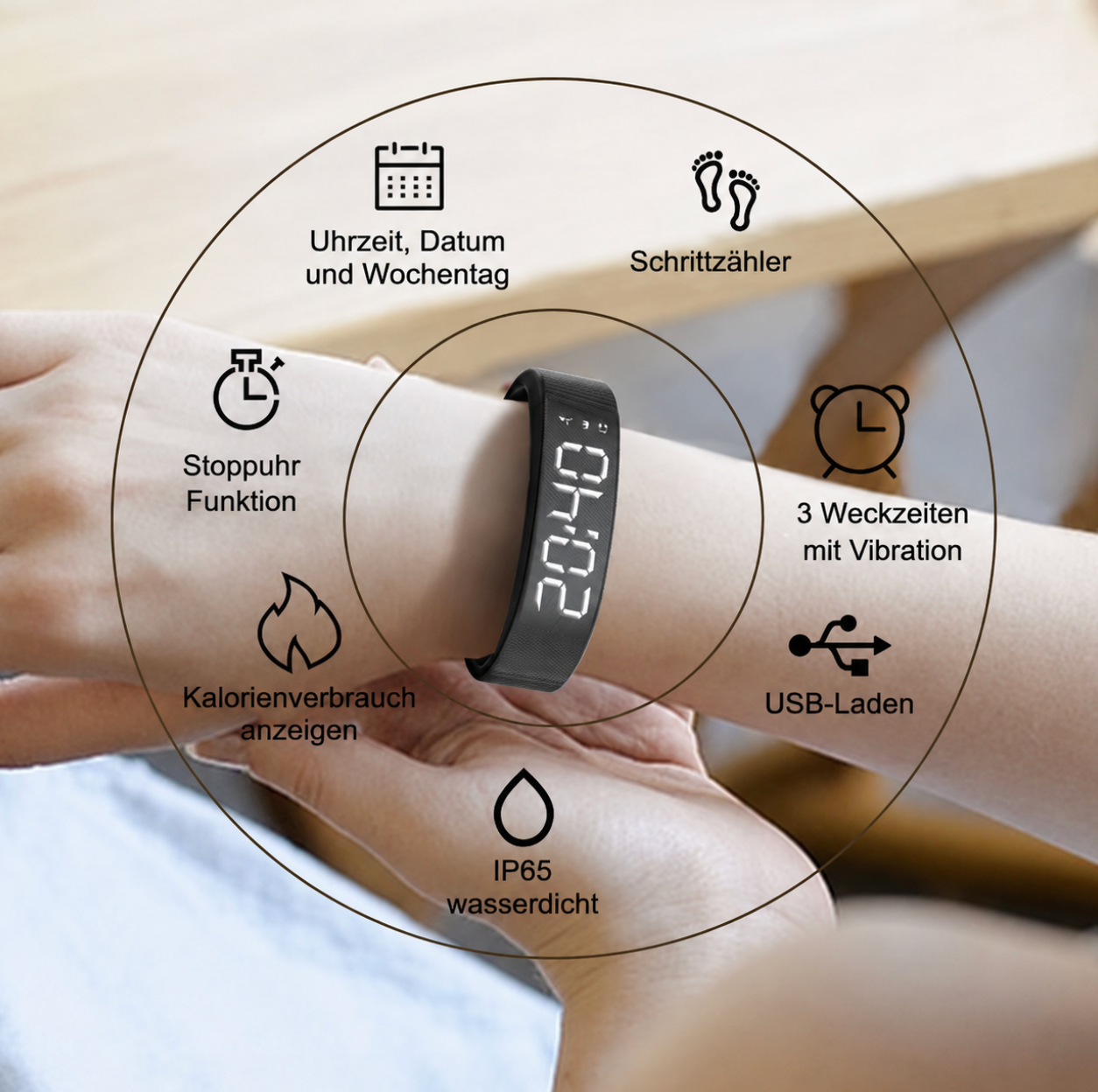 Vibrations-Wecker Armband mit Schrittzhler LED-Digitalwecker mit st Sharpella.ch Vibrations-Wecker Armband mit Schrittzhler LED-Digitalwecker mit st Sharpella.ch