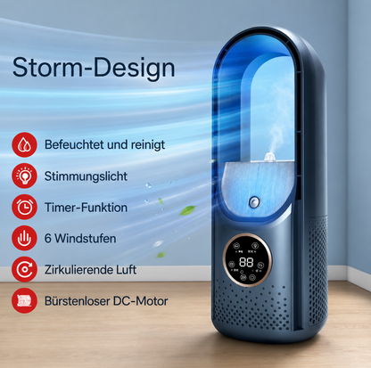 Tragbare USB Klimaanlage, | Tischventilator mit Befeuchter | 6 Geschwindigkeitsstufen & Timer | Klimaventilator für Büro & Zuhause