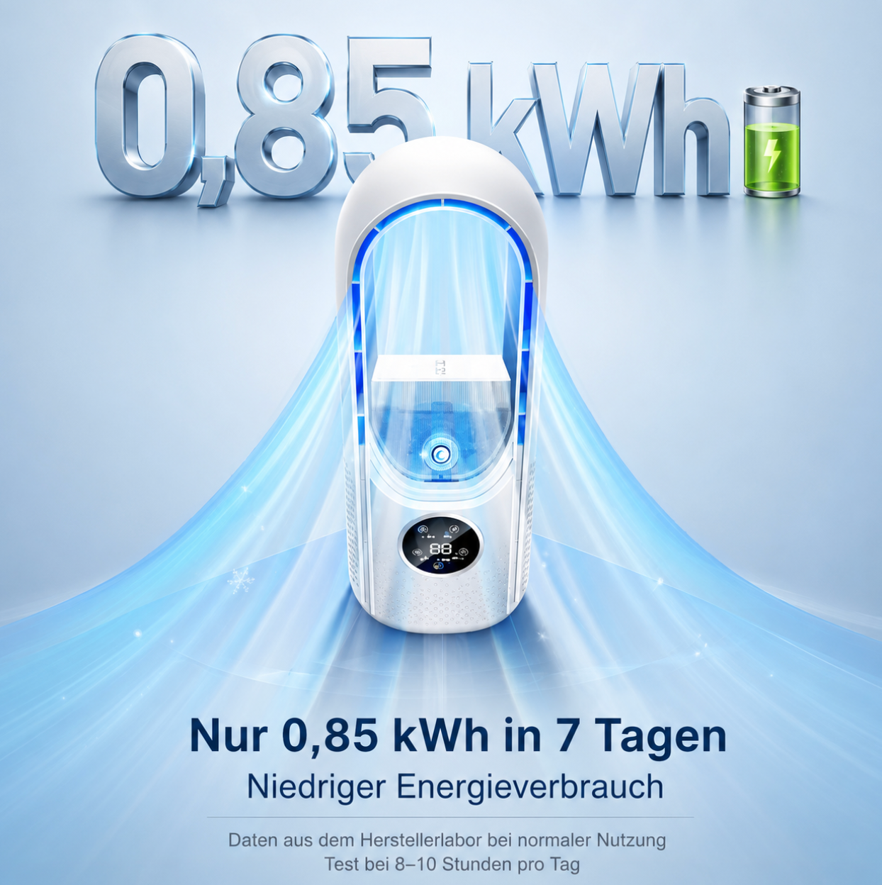 Tragbare USB Klimaanlage, | Tischventilator mit Befeuchter | 6 Geschwindigkeitsstufen & Timer | Klimaventilator für Büro & Zuhause