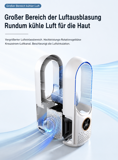 Tragbare USB Klimaanlage, | Tischventilator mit Befeuchter | 6 Geschwindigkeitsstufen & Timer | Klimaventilator für Büro & Zuhause