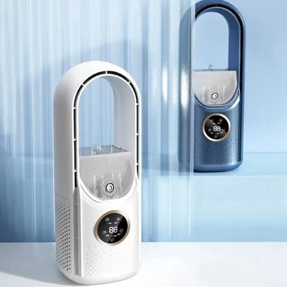 Tragbare USB Desktop Klimaanlage - Tischventilator mit Befeuchter | 6 Geschwindigkeitsstufen & Timer | Klimaventilator für Büro & Zuhause