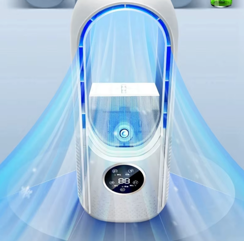 Tragbare USB Desktop Klimaanlage - Tischventilator mit Befeuchter | 6 Geschwindigkeitsstufen & Timer | Klimaventilator für Büro & Zuhause