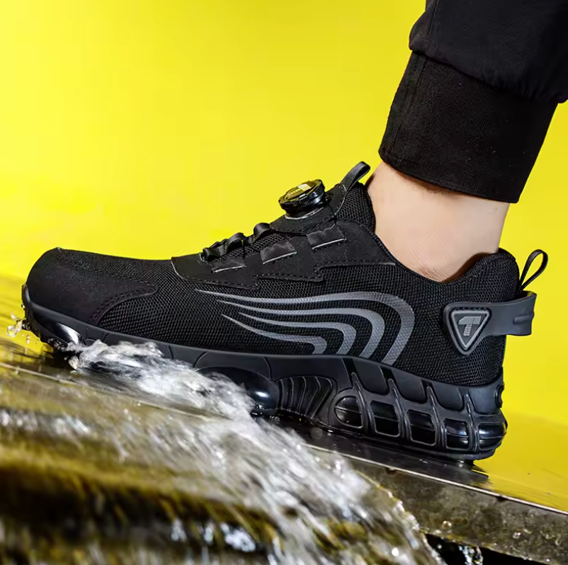 Sicherheits-Sneaker mit Stahlkappe | Leichte Arbeitsschuhe mit Durchtrittschutz & Drehverschluss