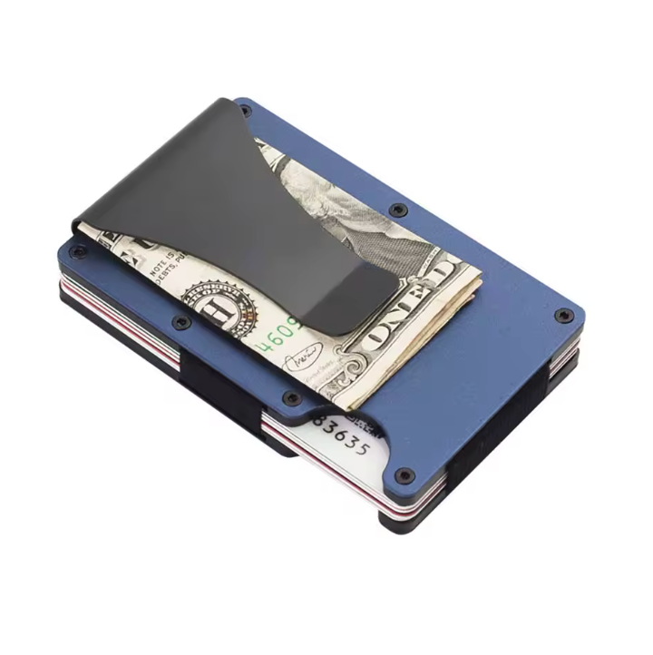 Slim RFID Portemonnaie für Damen und Herren aus Aluminium und Nylon mit Geldclip