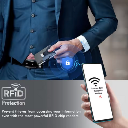 Slim RFID Portemonnaie für Damen und Herren aus Aluminium und Nylon mit Geldclip