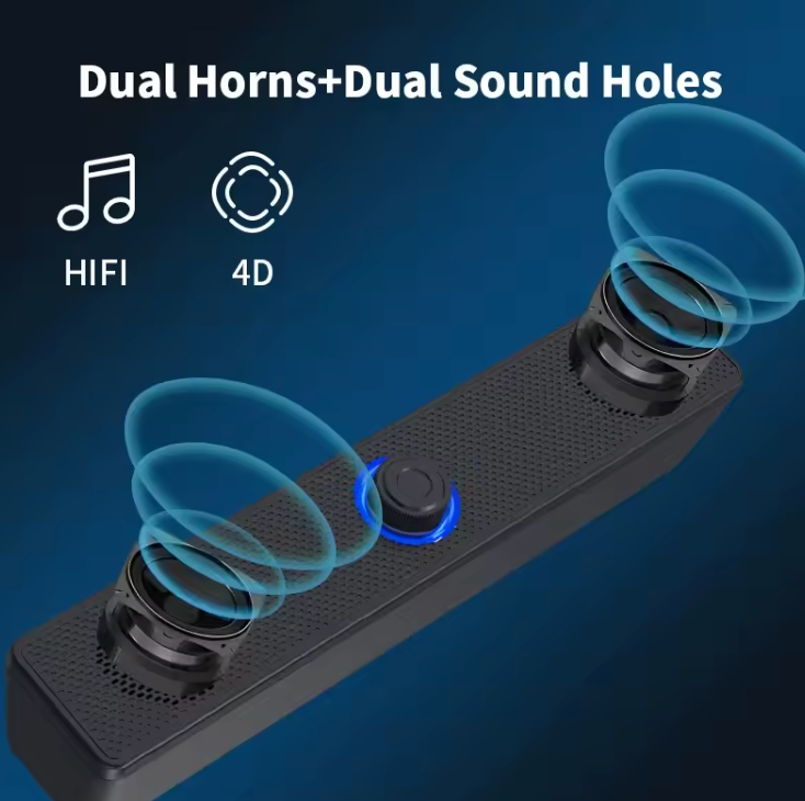 Bluetooth Soundbar für PC, TV und Laptop – 2.0 Kanal Lautsprecher mit USB-Stromversorgung