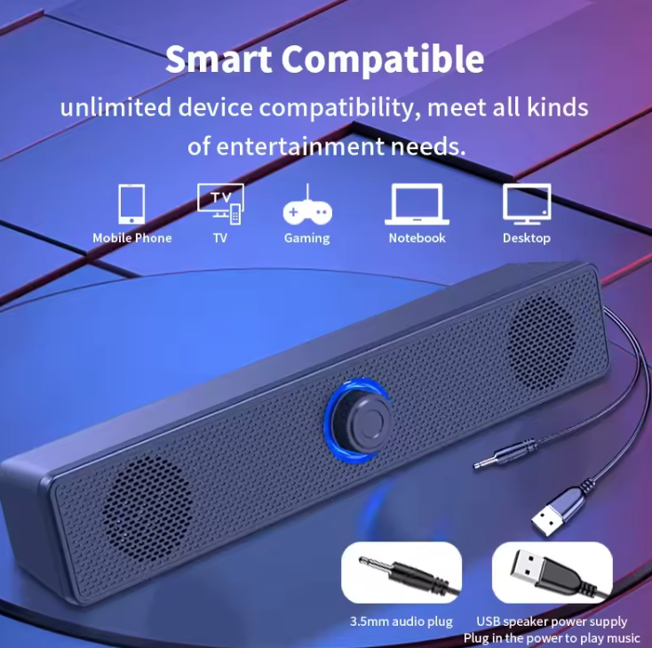 Bluetooth Soundbar für PC, TV und Laptop – 2.0 Kanal Lautsprecher mit USB-Stromversorgung