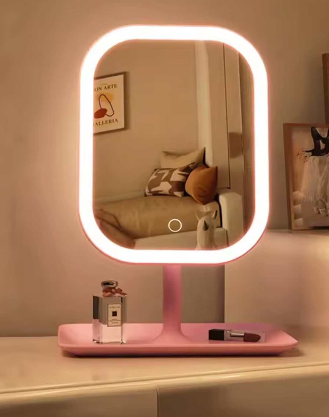 LED Kosmetikspiegel mit 3 Lichtfarben und 10-facher Vergrößerung – Touch-Bedienung