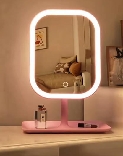 LED Kosmetikspiegel mit 3 Lichtfarben und 10-facher Vergrößerung – Touch-Bedienung