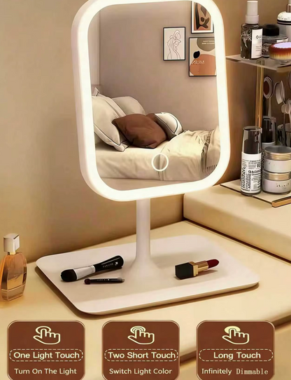 LED Kosmetikspiegel mit 3 Lichtfarben und 10-facher Vergrößerung – Touch-Bedienung
