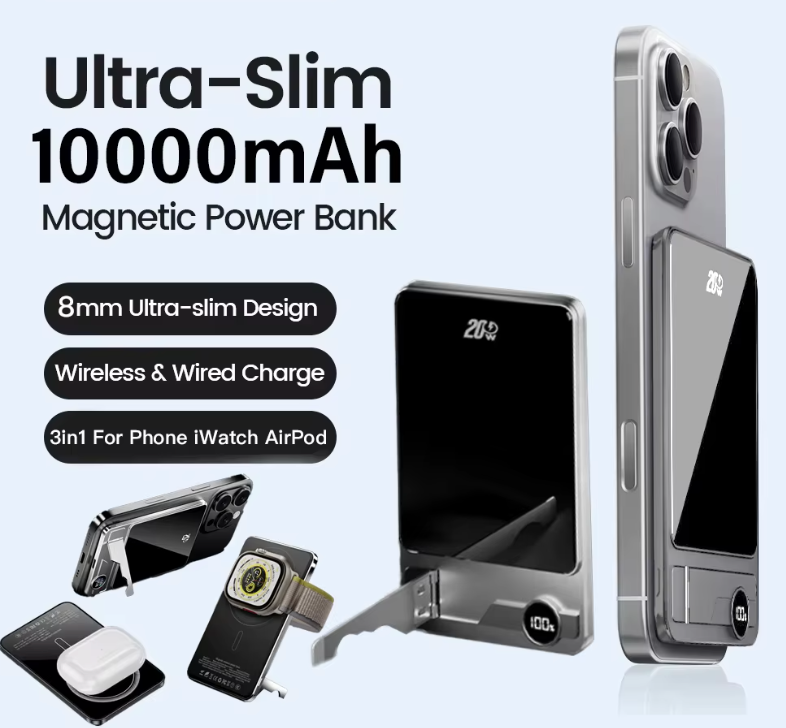 Ultra Slim MagSafe Power Bank 10.000 mAh – Magnetische Wireless Powerbank mit 20 W Schnellladung & USB-C