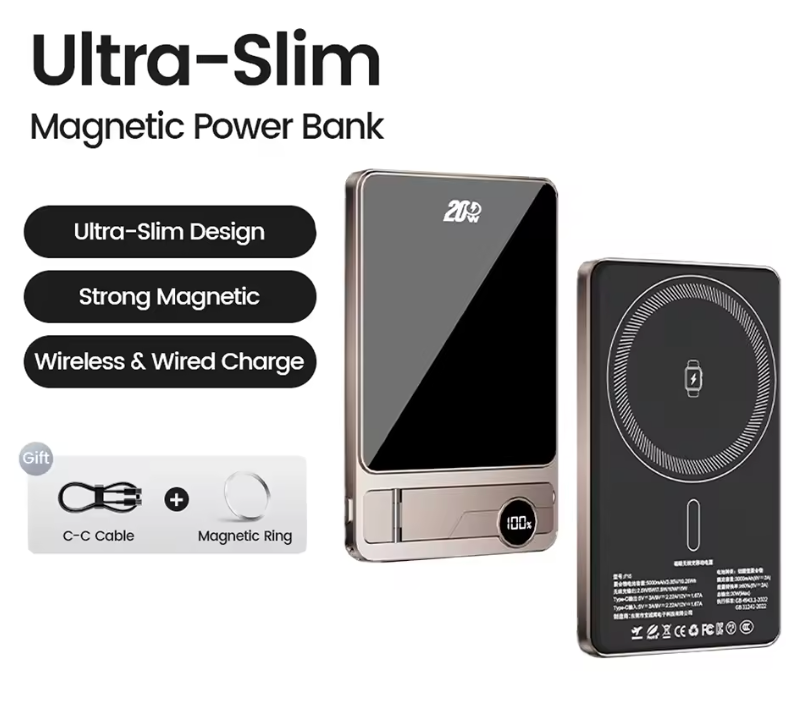Ultra Slim MagSafe Power Bank 10.000 mAh – Magnetische Wireless Powerbank mit 20 W Schnellladung & USB-C