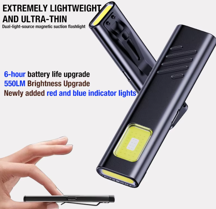 Ultra-leichte LED Cap-Leuchte & Notfall-Warnlicht – 28g Mini Taschenlampe, USB-C aufladbar, Clip-On Stirnlampe, 5 Modi inkl. Rotlicht-Blinken