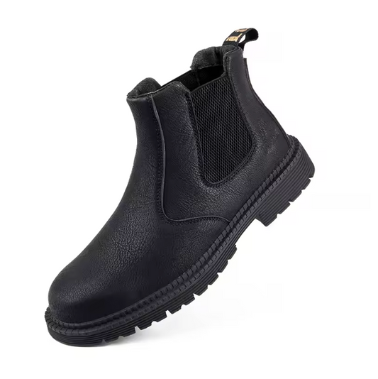 Wasserdichte Sicherheits-Arbeits Stiefel mit Stahlkappe – Robuste Leder-Arbeitsschuhe für Bau & Handwerk Braun