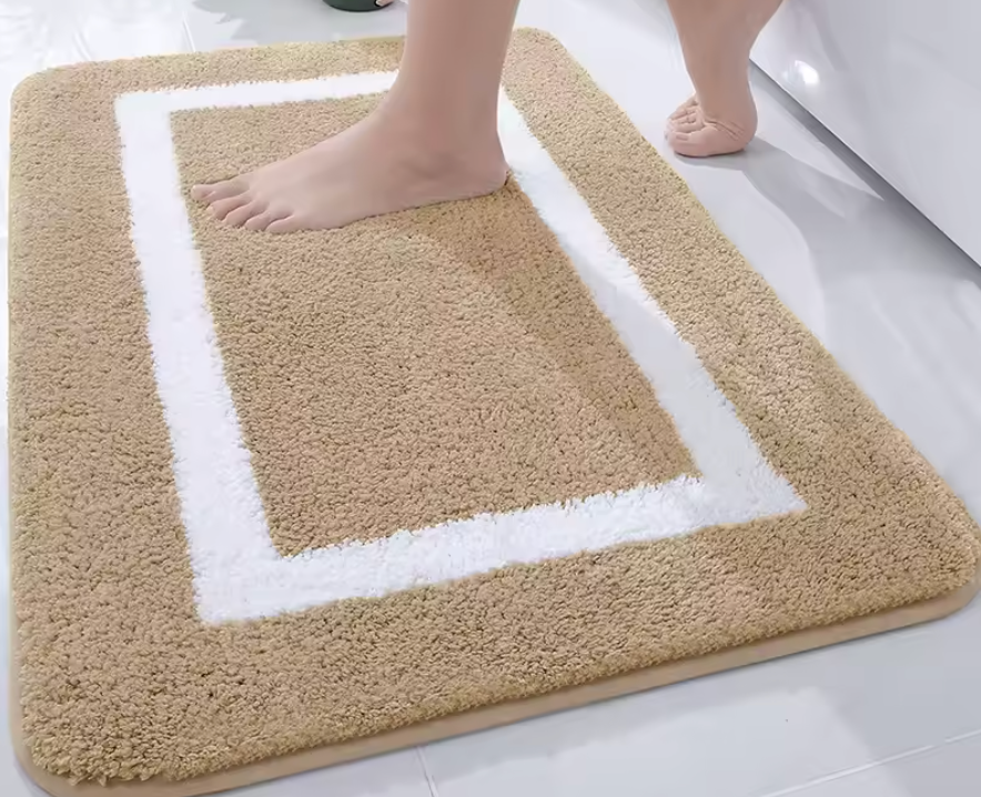 Soft Microfiber Bath Mat Non-Slip - Absorbent bathroom rug with thick plush