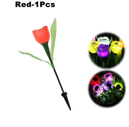 Solar LED Gartenleuchte Tulpe – Wasserdichte Blumen-Aussenbeleuchtung für Garten & Rasen – 30cm