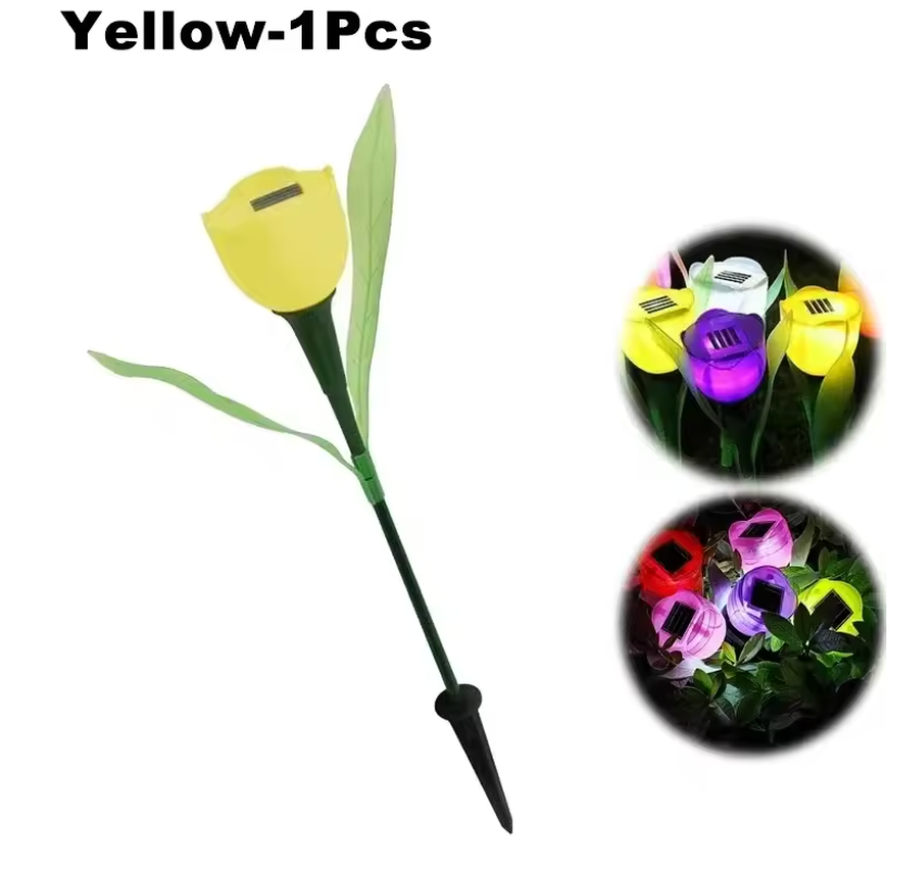 Solar LED Gartenleuchte Tulpe – Wasserdichte Blumen-Aussenbeleuchtung für Garten & Rasen – 30cm