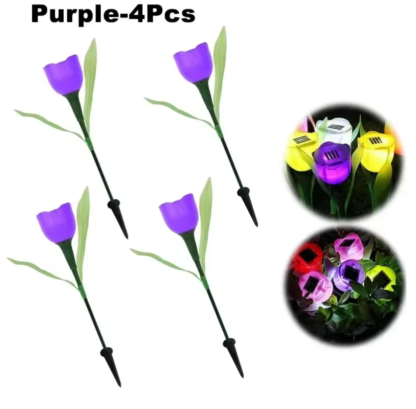 Solar LED Gartenleuchte Tulpe – Wasserdichte Blumen-Aussenbeleuchtung für Garten & Rasen – 30cm