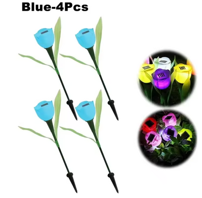 Solar LED Gartenleuchte Tulpe – Wasserdichte Blumen-Aussenbeleuchtung für Garten & Rasen – 30cm