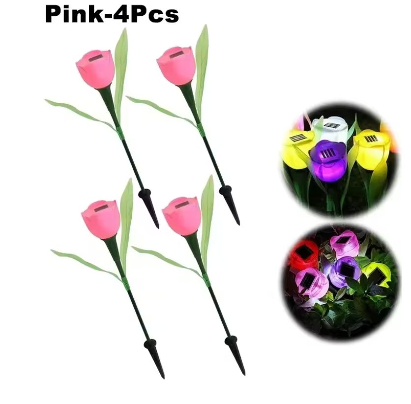 Solar LED Gartenleuchte Tulpe – Wasserdichte Blumen-Aussenbeleuchtung für Garten & Rasen – 30cm