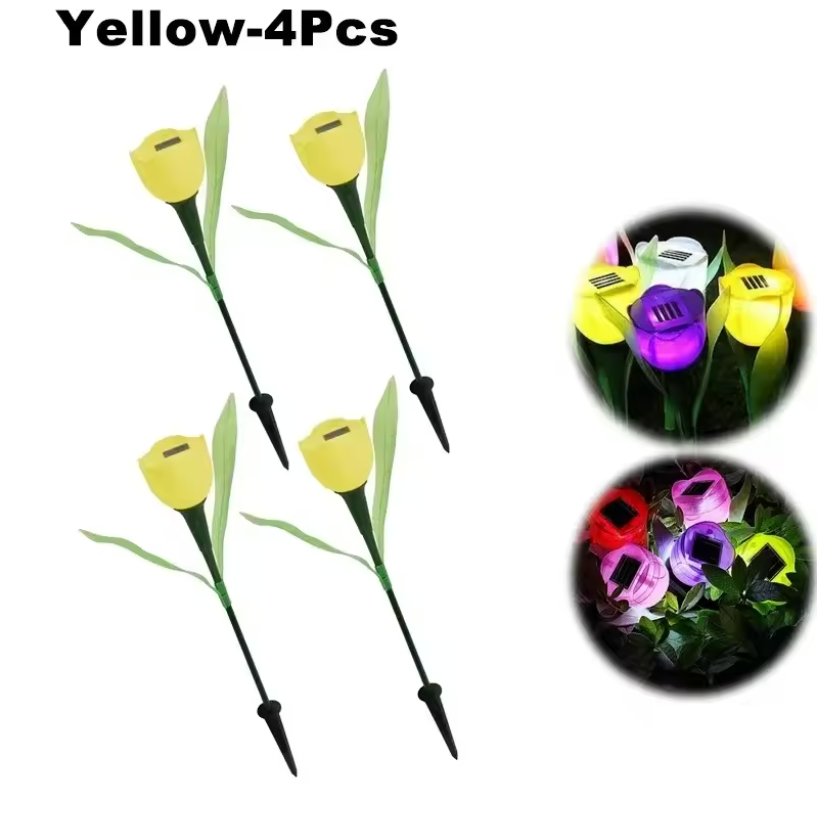 Solar LED Gartenleuchte Tulpe – Wasserdichte Blumen-Aussenbeleuchtung für Garten & Rasen – 30cm