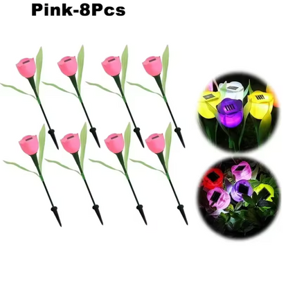 Solar LED Gartenleuchte Tulpe – Wasserdichte Blumen-Aussenbeleuchtung für Garten & Rasen – 30cm