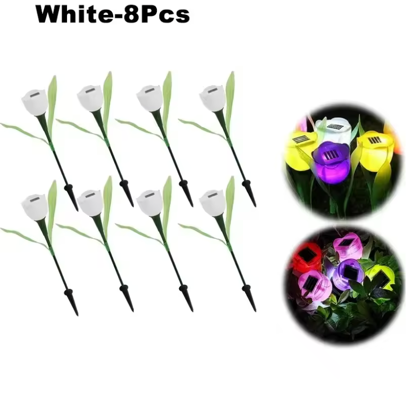 Solar LED Gartenleuchte Tulpe – Wasserdichte Blumen-Aussenbeleuchtung für Garten & Rasen – 30cm