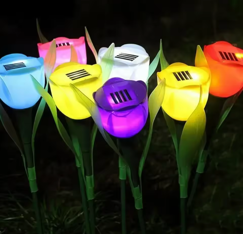 Solar LED Gartenleuchte Tulpe – Wasserdichte Blumen-Aussenbeleuchtung für Garten & Rasen – 30cm