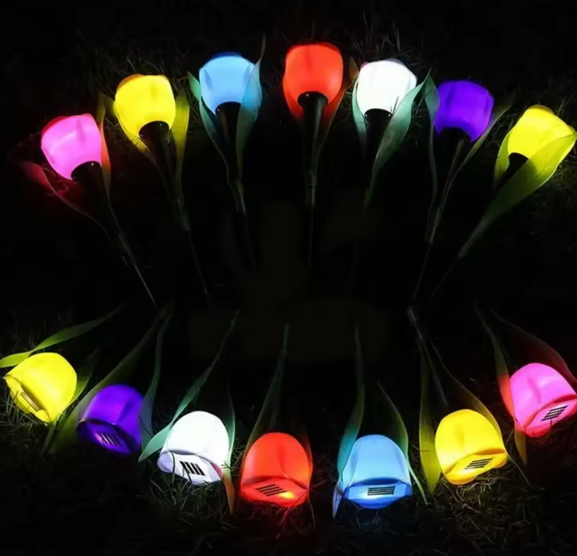 Solar LED Gartenleuchte Tulpe – Wasserdichte Blumen-Aussenbeleuchtung für Garten & Rasen – 30cm