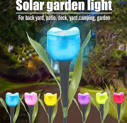 Solar LED Gartenleuchte Tulpe – Wasserdichte Blumen-Aussenbeleuchtung für Garten & Rasen – 30cm