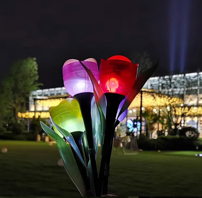 Solar LED Gartenleuchte Tulpe – Wasserdichte Blumen-Aussenbeleuchtung für Garten & Rasen – 30cm