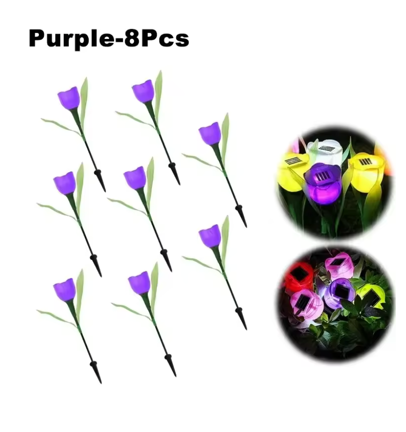 Solar LED Gartenleuchte Tulpe – Wasserdichte Blumen-Aussenbeleuchtung für Garten & Rasen – 30cm