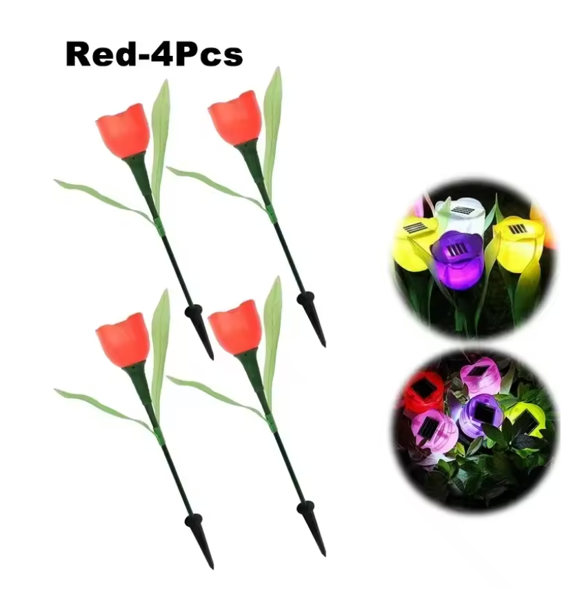 Solar LED Gartenleuchte Tulpe – Wasserdichte Blumen-Aussenbeleuchtung für Garten & Rasen – 30cm