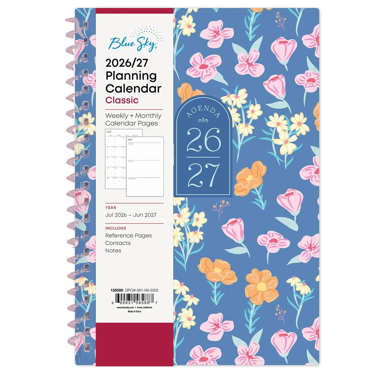 Blumen-Design | Wochen- und Monatsplaner 26/27 mit Spiralbindung | Kompakter Planer für Organisation und Übersicht 3