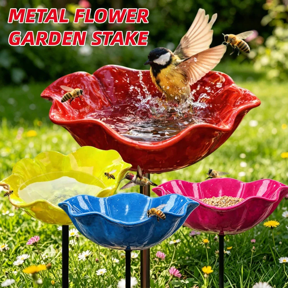 Blütenförmige Vogelfutterstation für Garten mit Wasserstelle | Attraktive Dekoration für Vögel und Bestäuber 8