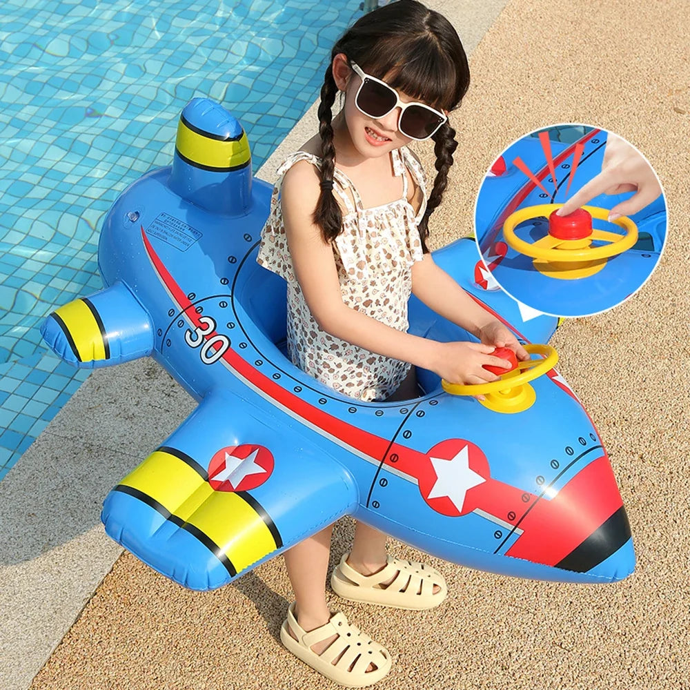 Bunte Flugzeug-Pool-Luftmatratze für Kinder mit Steuerrad | Spaß im Wasser für kleine Abenteurer 6