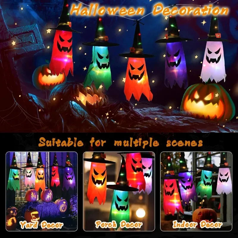 Bunte Hexenhut-Laternen | 6er-Pack Leuchtende Halloween-Dekoration für Gruselige Stimmung 1