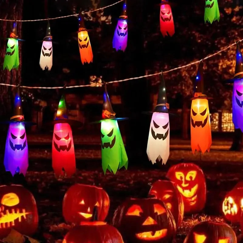 Bunte Hexenhut-Laternen | 6er-Pack Leuchtende Halloween-Dekoration für Gruselige Stimmung 3