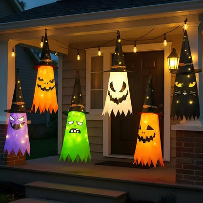 Bunte Hexenhut-Laternen | 6er-Pack Leuchtende Halloween-Dekoration für Gruselige Stimmung 7