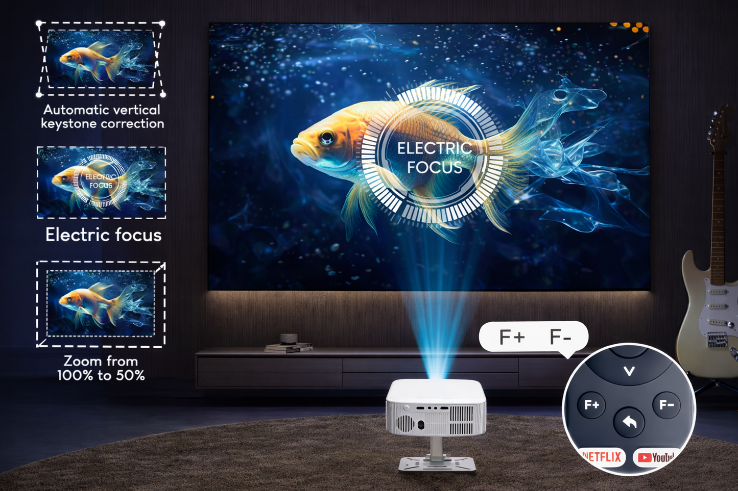 VisionGo - 8k Premium Smart Projector - Android 13, 1080P, WiFi 6, BT 5.2, 12000 Lumen