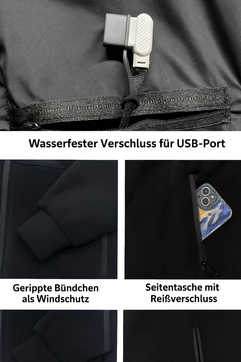 Beheizte Fleece Jacke mit 8 Zonen-Heizung – Unisex Winterjacke mit Windschutz