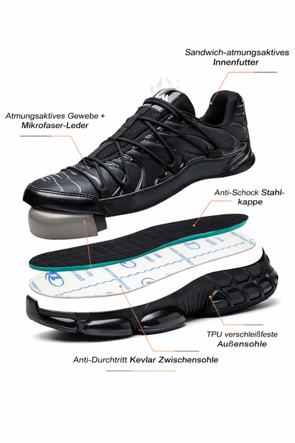 Sicherheits-Sneaker – Ultraleichte Arbeitsschuhe mit Stahlkappe & Durchtrittschutz aus Kevlar – Pannensicher & Sportlich