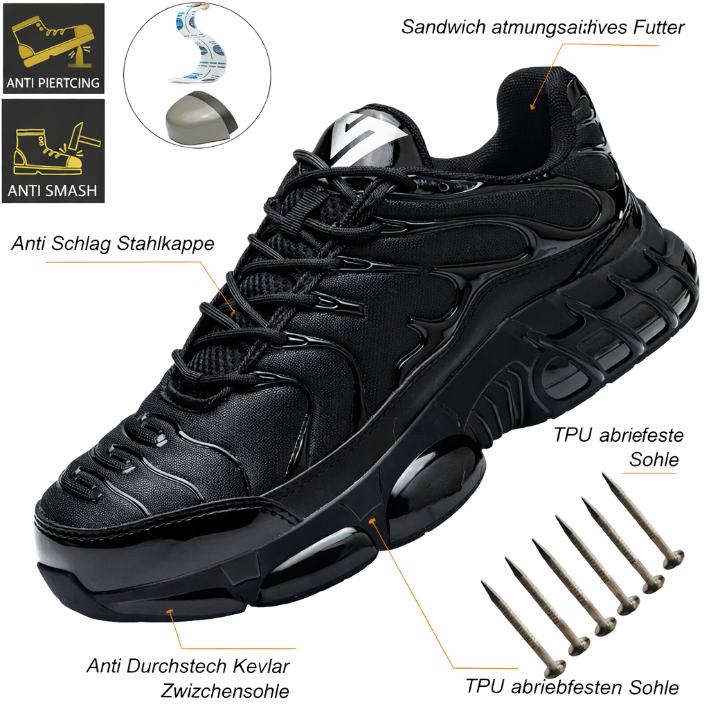 Sicherheits-Sneaker – Ultraleichte Arbeitsschuhe mit Stahlkappe & Durchtrittschutz aus Kevlar – Pannensicher & Sportlich