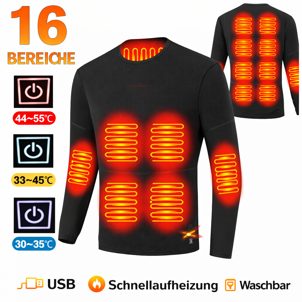 Podgrzewany zestaw bielizny termicznej — zasilany przez USB, 3 stopnie ogrzewania, wyłącznik bezpieczeństwa, można prać w pralce, dla mężczyzn i kobiet